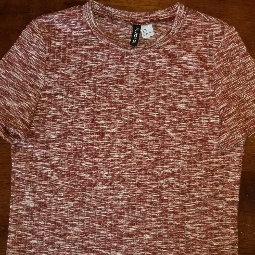 H & M Red and Gold Metallic Crop Top
